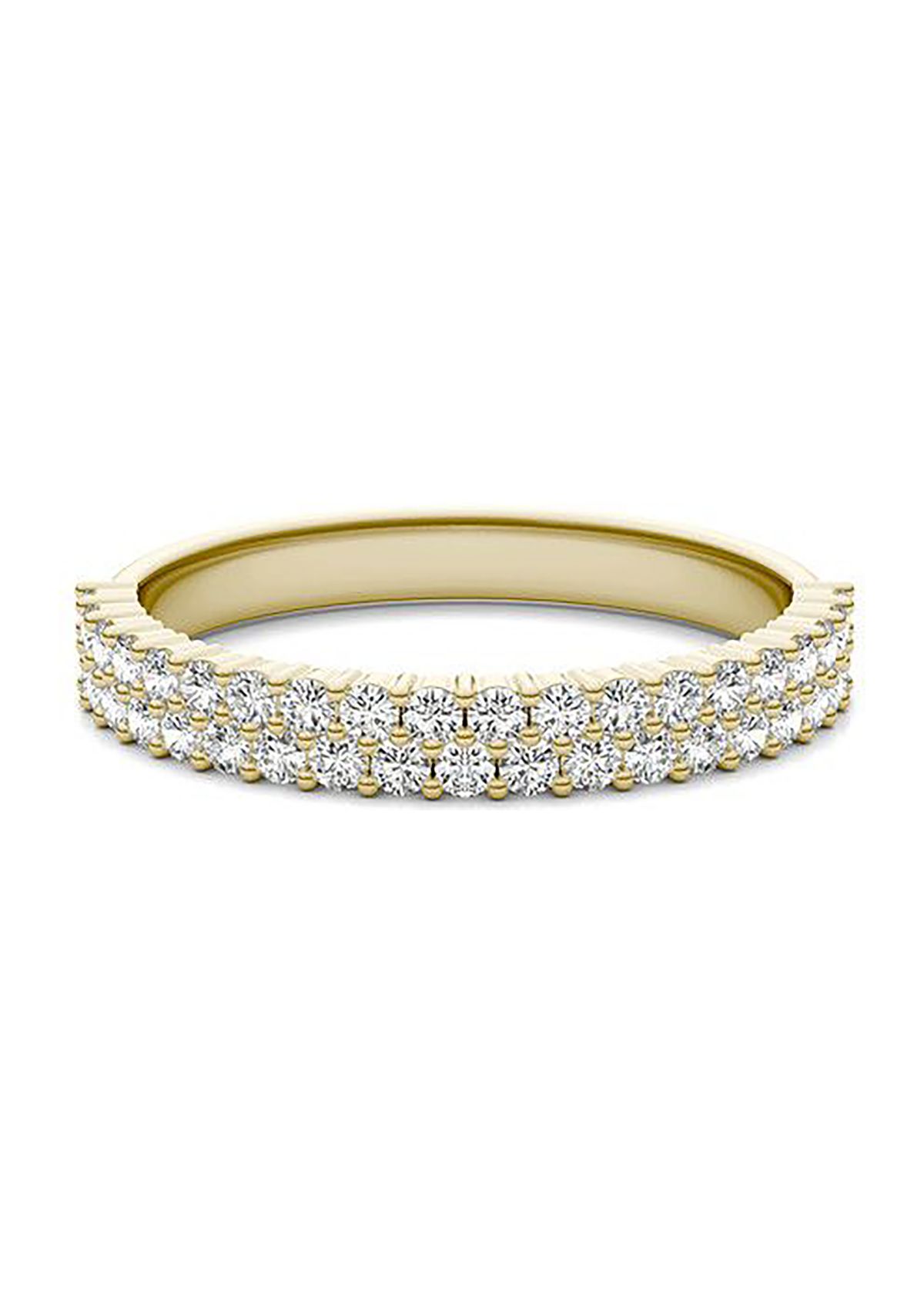 Charles & Colvard 0.62 ct. t.w. Lab Created Two-Row Moissanite Band in 14k Gold
