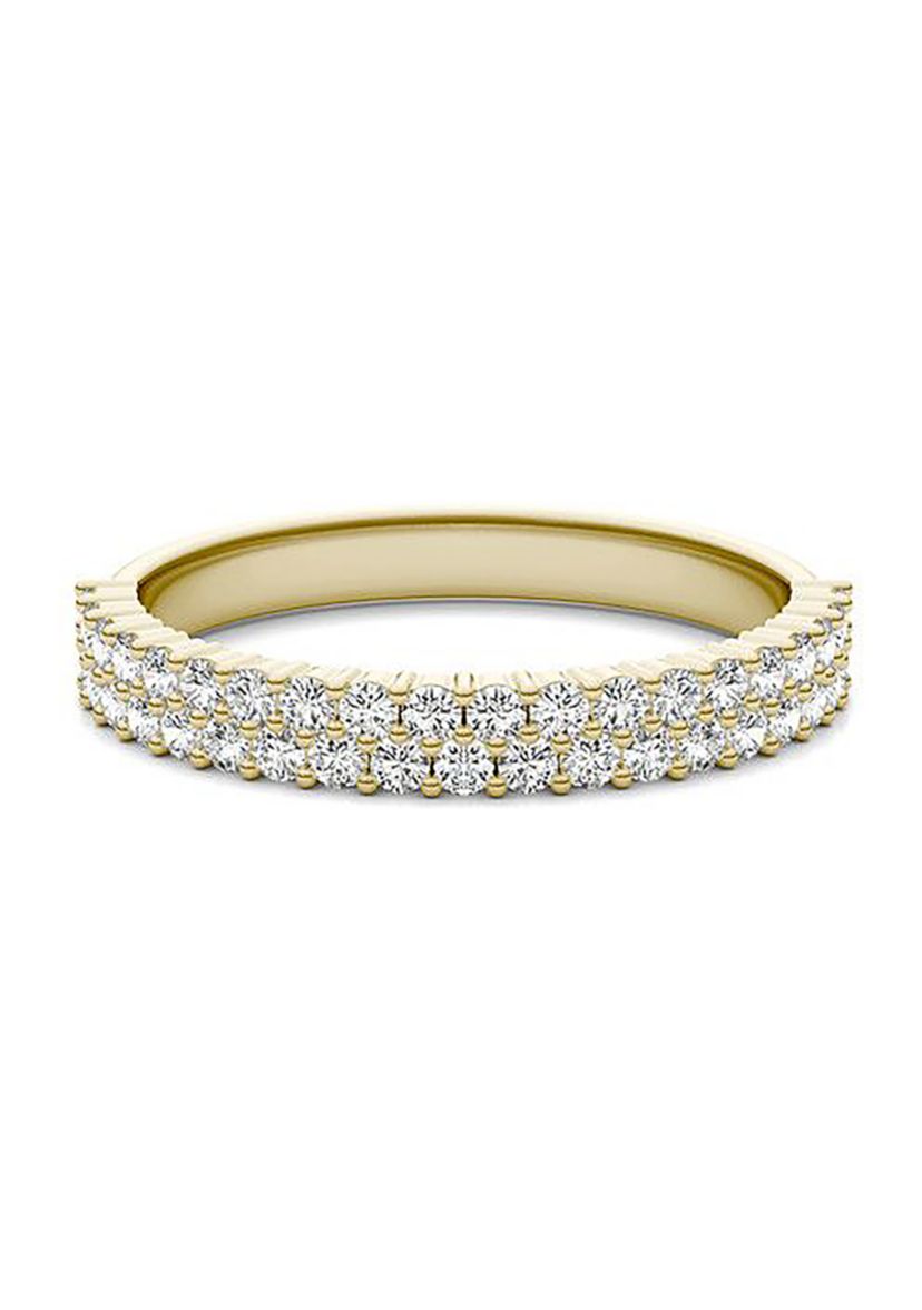 Charles & Colvard 0.62 ct. t.w. Lab Created Two-Row Moissanite Band in 14k Gold