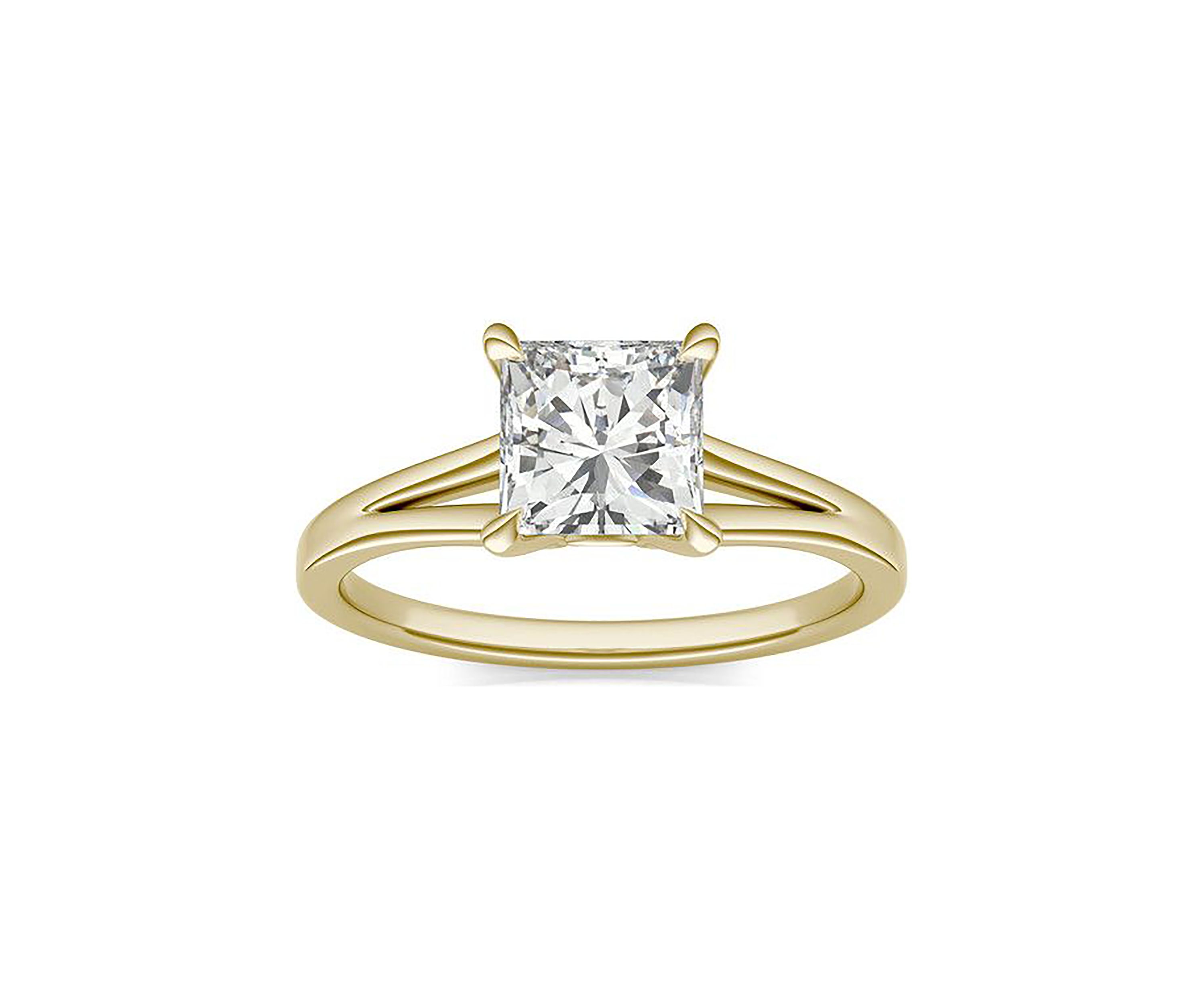 Bague Solitaire émeraude 1.75 Carat En Or 14k Charles & Colvard - Taille 6, Pierre Neuve Avec Garantie