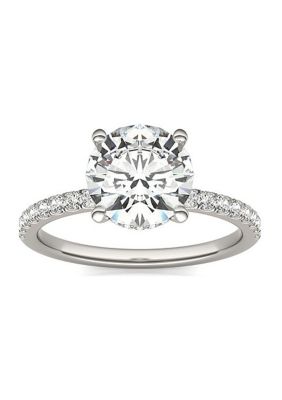 Charles & Colvard 2.19 Ct. T.w. Lab Created Round Moissanite Hidden Halo Engagement Ring In 14K Gold
