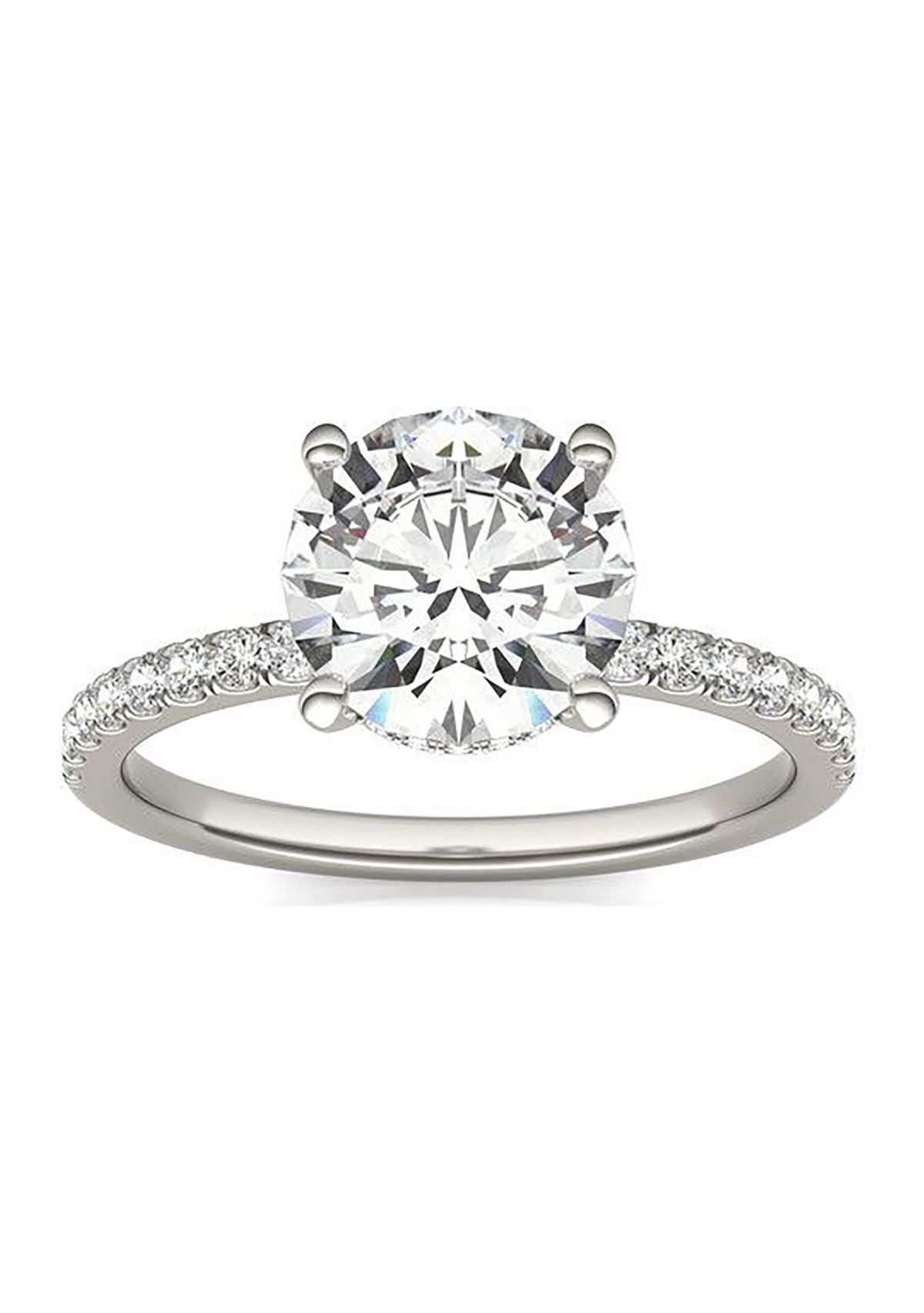Charles & Colvard 2.19 ct. t.w. Lab Created Round Moissanite Hidden Halo Engagement Ring in 14k Gold