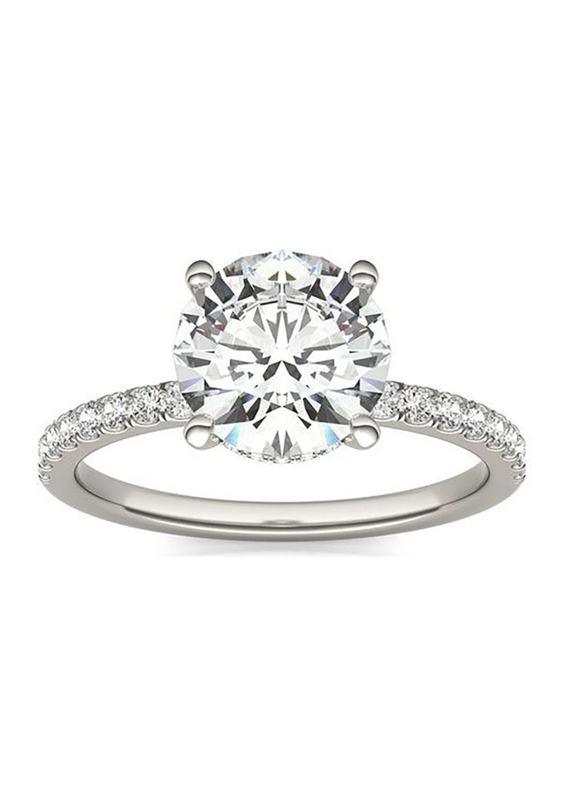 Charles & Colvard 2.19 ct. t.w. Lab Created Round Moissanite Hidden Halo Engagement Ring in 14k Gold