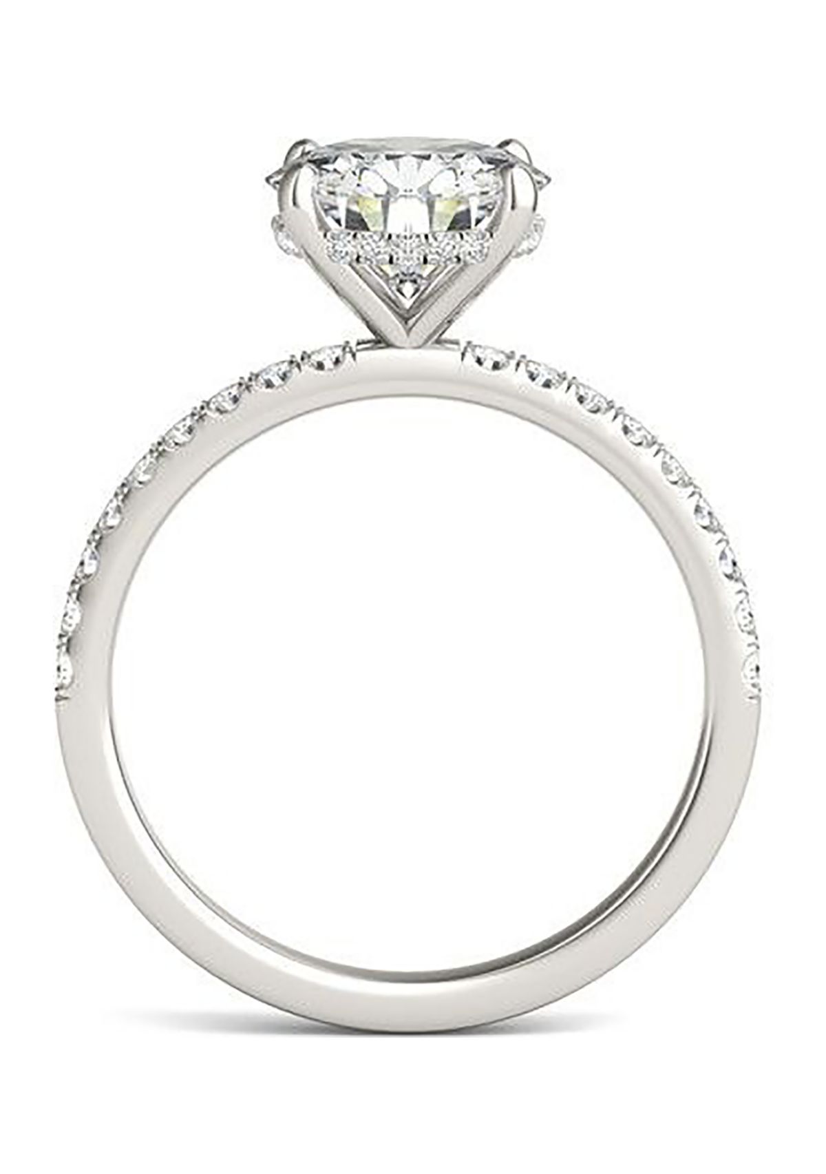 Charles & Colvard 2.19 ct. t.w. Lab Created Round Moissanite Hidden Halo Engagement Ring in 14k Gold