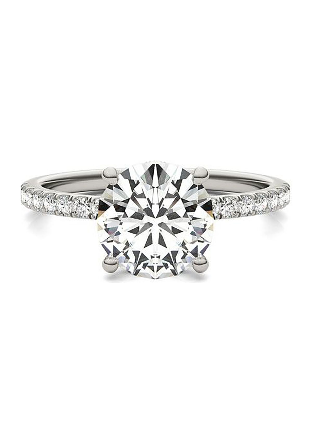 Charles & Colvard 2.19 ct. t.w. Lab Created Round Moissanite Hidden Halo Engagement Ring in 14k Gold