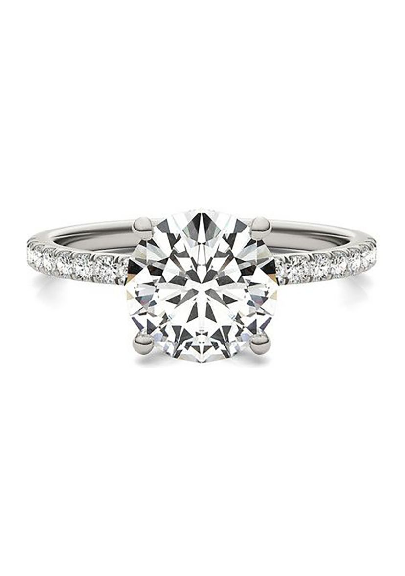 Charles & Colvard 2.19 ct. t.w. Lab Created Round Moissanite Hidden Halo Engagement Ring in 14k Gold