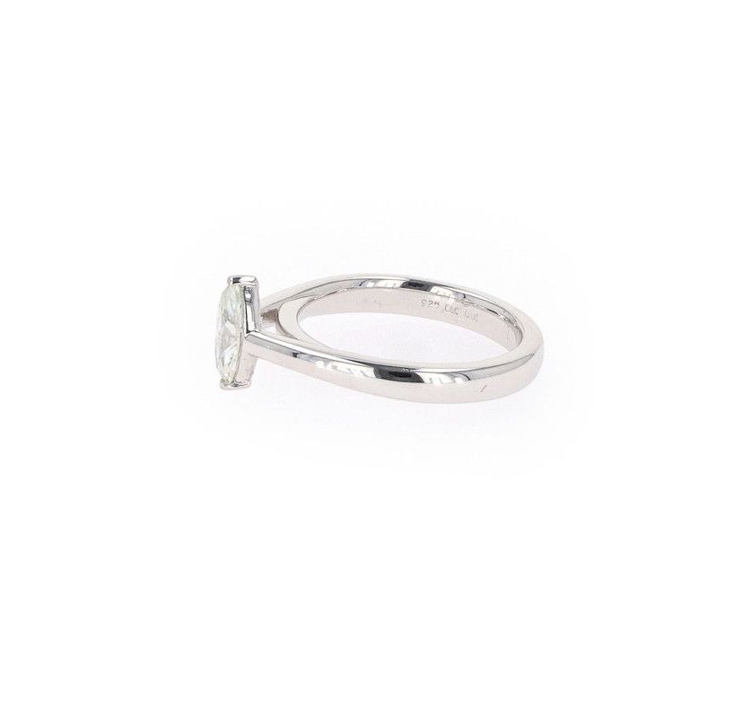 Lab Created Sterling Silver 0.70ct. tw. Moissanite Marquise Solitaire Ring