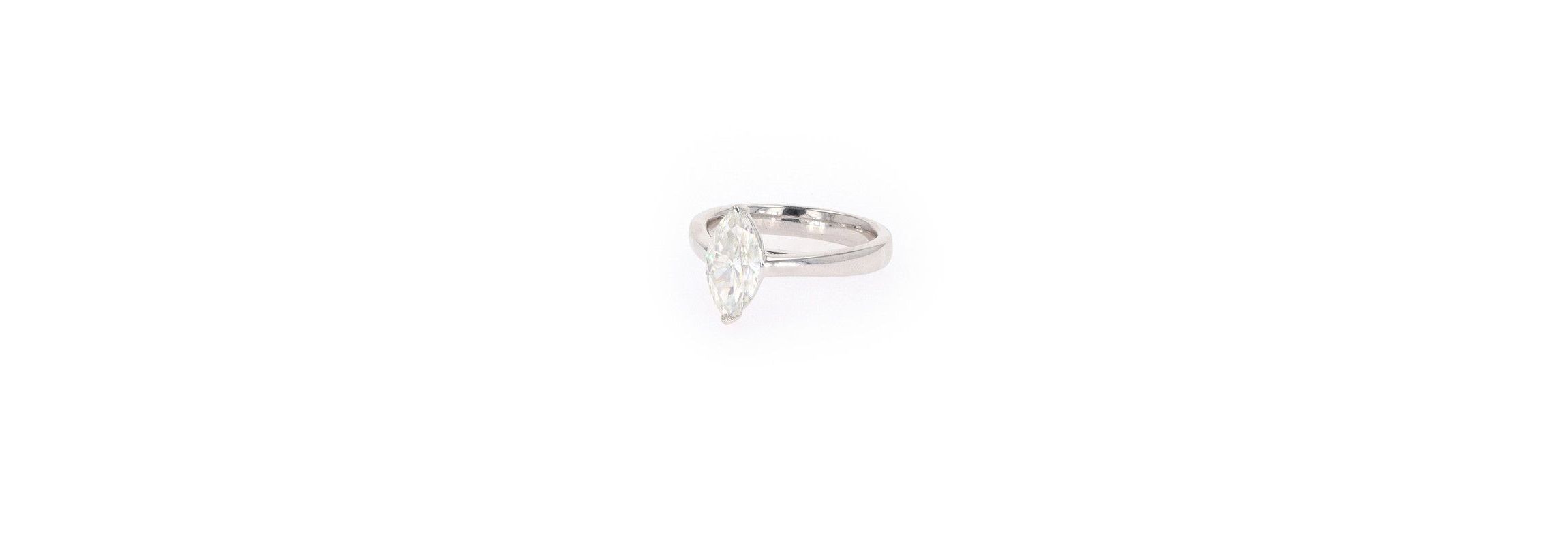 Lab Created Sterling Silver 1.80ct. tw. Moissanite Marquise Solitaire Ring