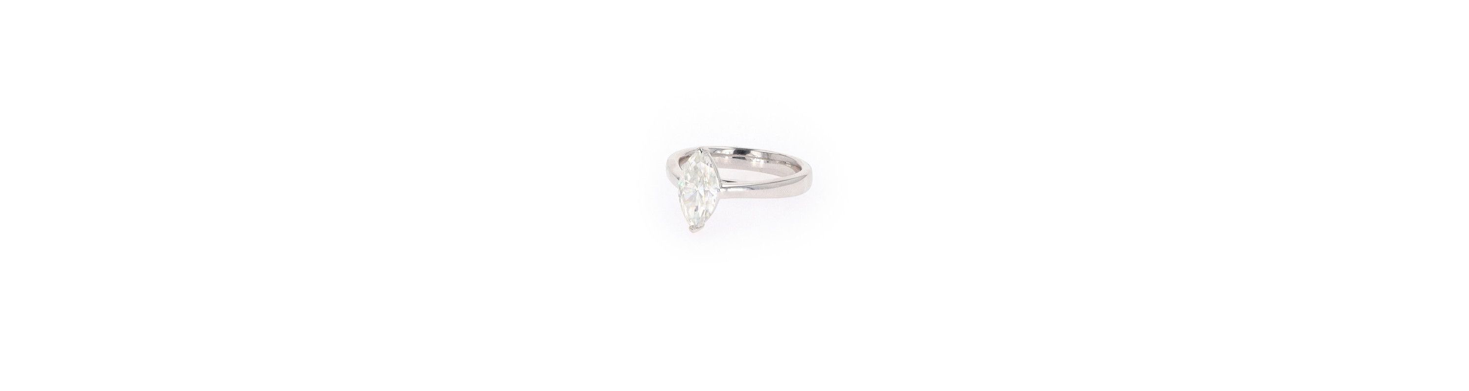 Lab Created Sterling Silver 1.80ct. tw. Moissanite Marquise Solitaire Ring