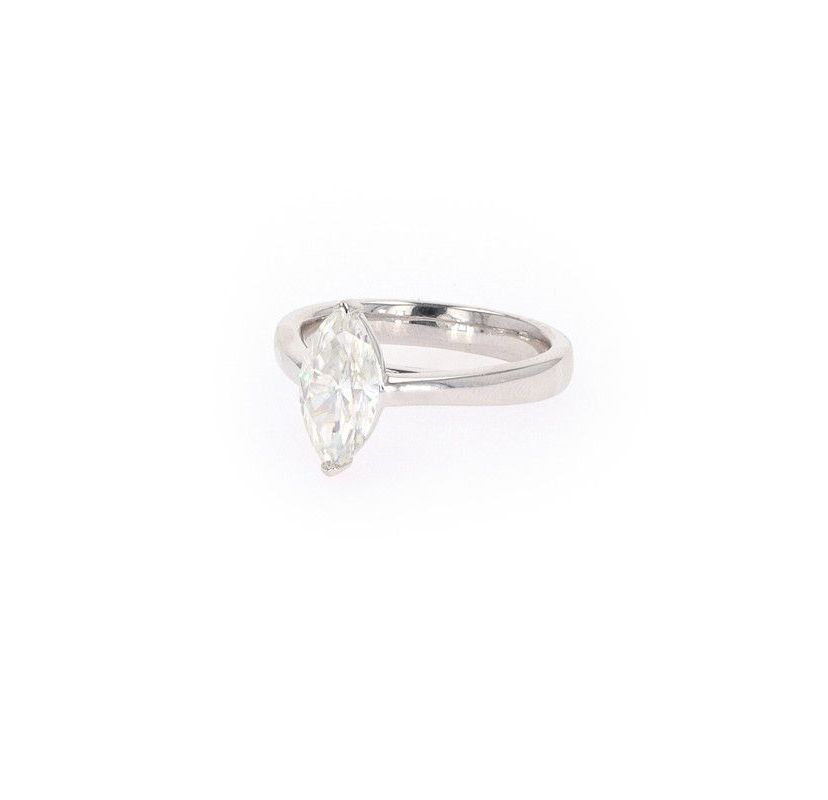 Lab Created Sterling Silver 1.80ct. tw. Moissanite Marquise Solitaire Ring