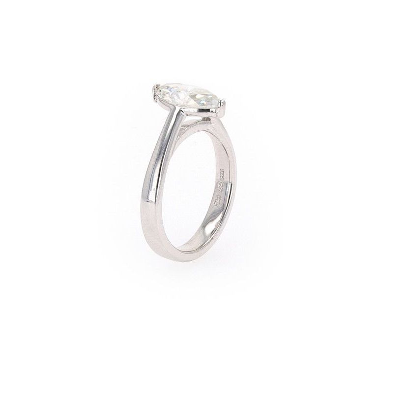 Lab Created Sterling Silver 1.80ct. tw. Moissanite Marquise Solitaire Ring