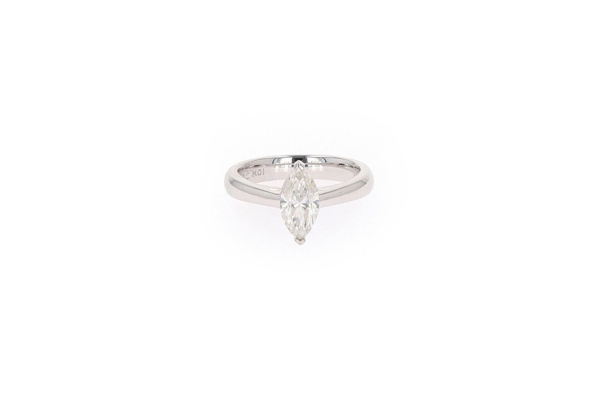Lab Created Sterling Silver 1.40ct. tw. Moissanite Marquise Solitaire Ring