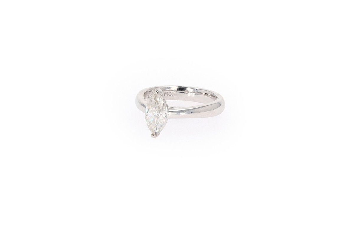 Lab Created Sterling Silver 1.40ct. tw. Moissanite Marquise Solitaire Ring