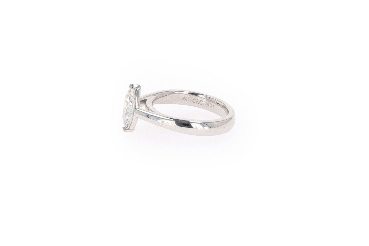 Lab Created Sterling Silver 1.40ct. tw. Moissanite Marquise Solitaire Ring