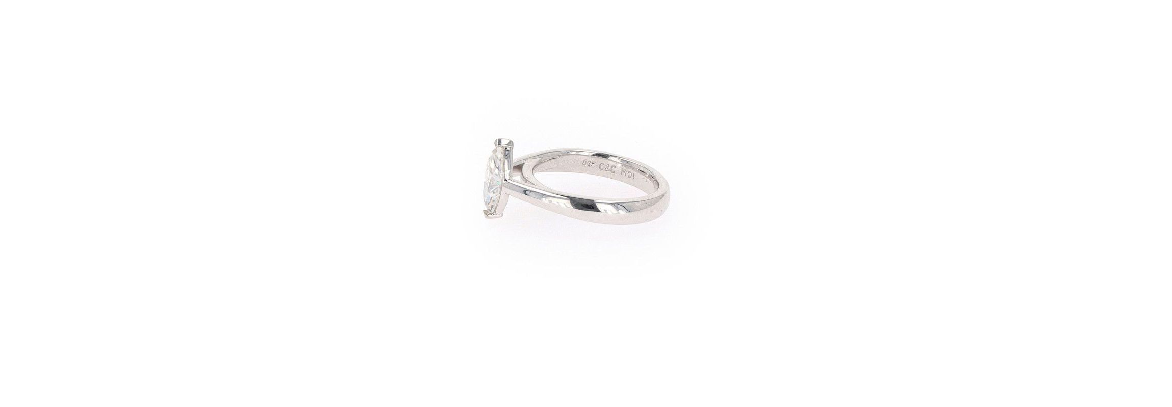 Lab Created Sterling Silver 1.40ct. tw. Moissanite Marquise Solitaire Ring