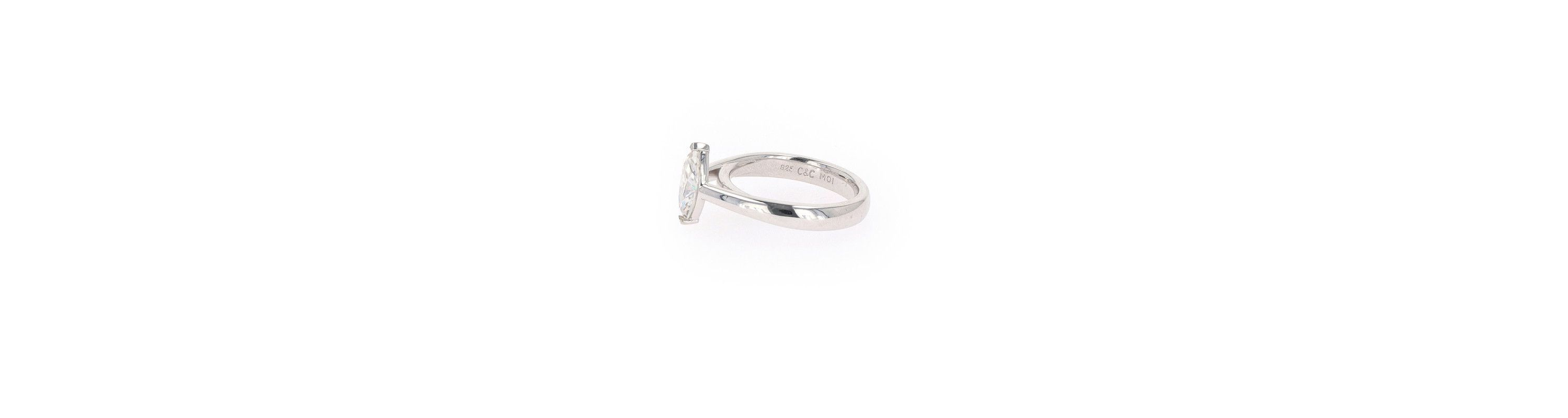 Lab Created Sterling Silver 1.40ct. tw. Moissanite Marquise Solitaire Ring