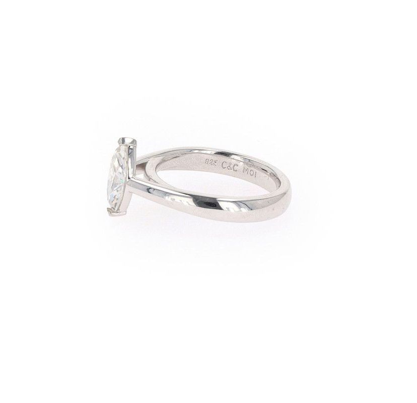 Lab Created Sterling Silver 1.40ct. tw. Moissanite Marquise Solitaire Ring