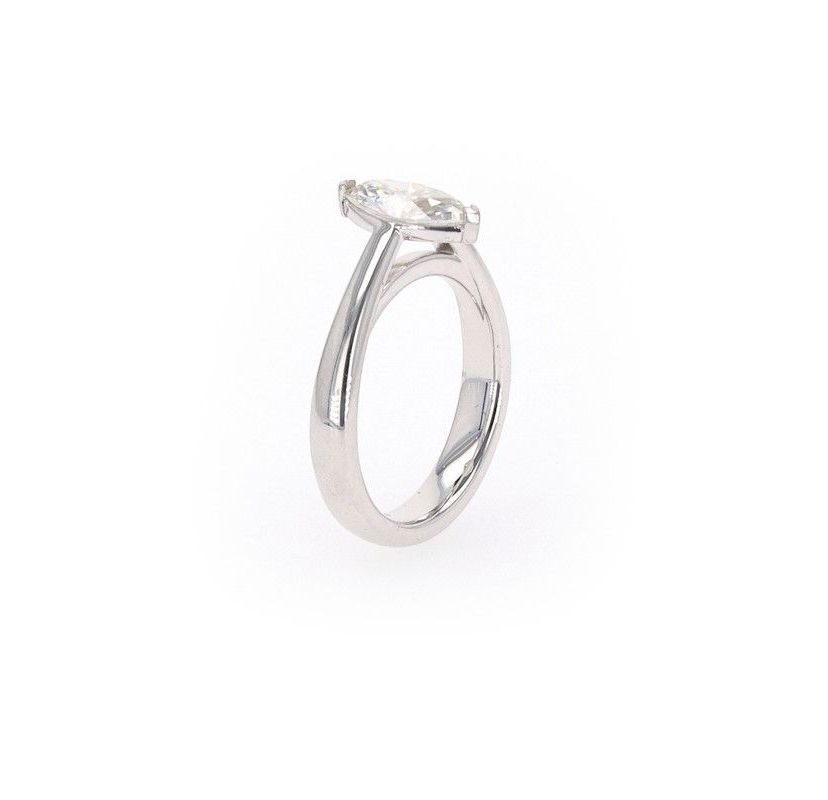 Lab Created Sterling Silver 1.40ct. tw. Moissanite Marquise Solitaire Ring