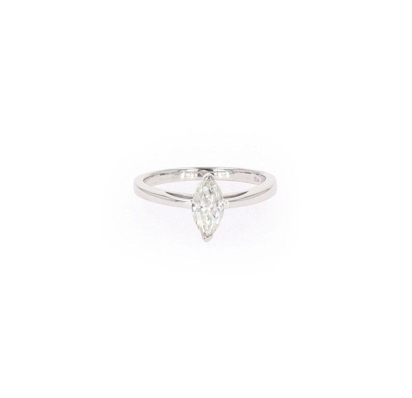 Lab Created Sterling Silver 0.70ct. tw. Moissanite Marquise Solitaire Ring