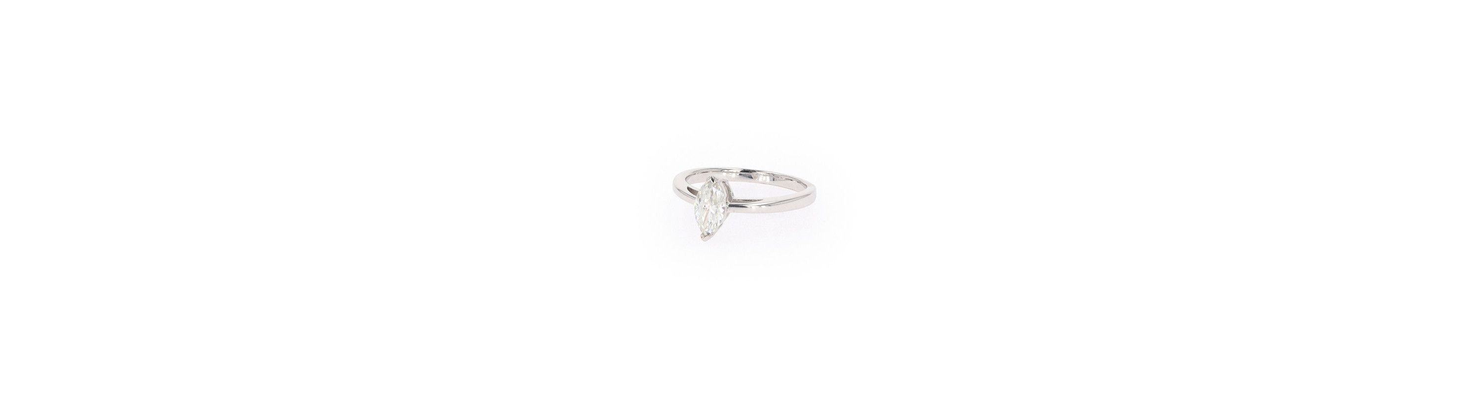 Lab Created Sterling Silver 0.70ct. tw. Moissanite Marquise Solitaire Ring