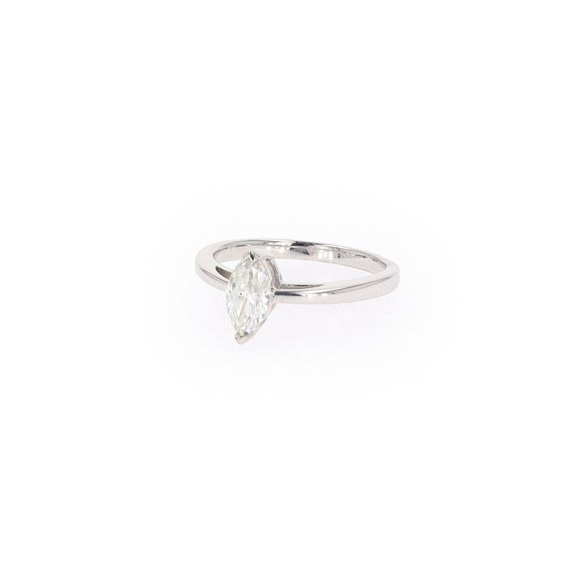 Lab Created Sterling Silver 0.70ct. tw. Moissanite Marquise Solitaire Ring
