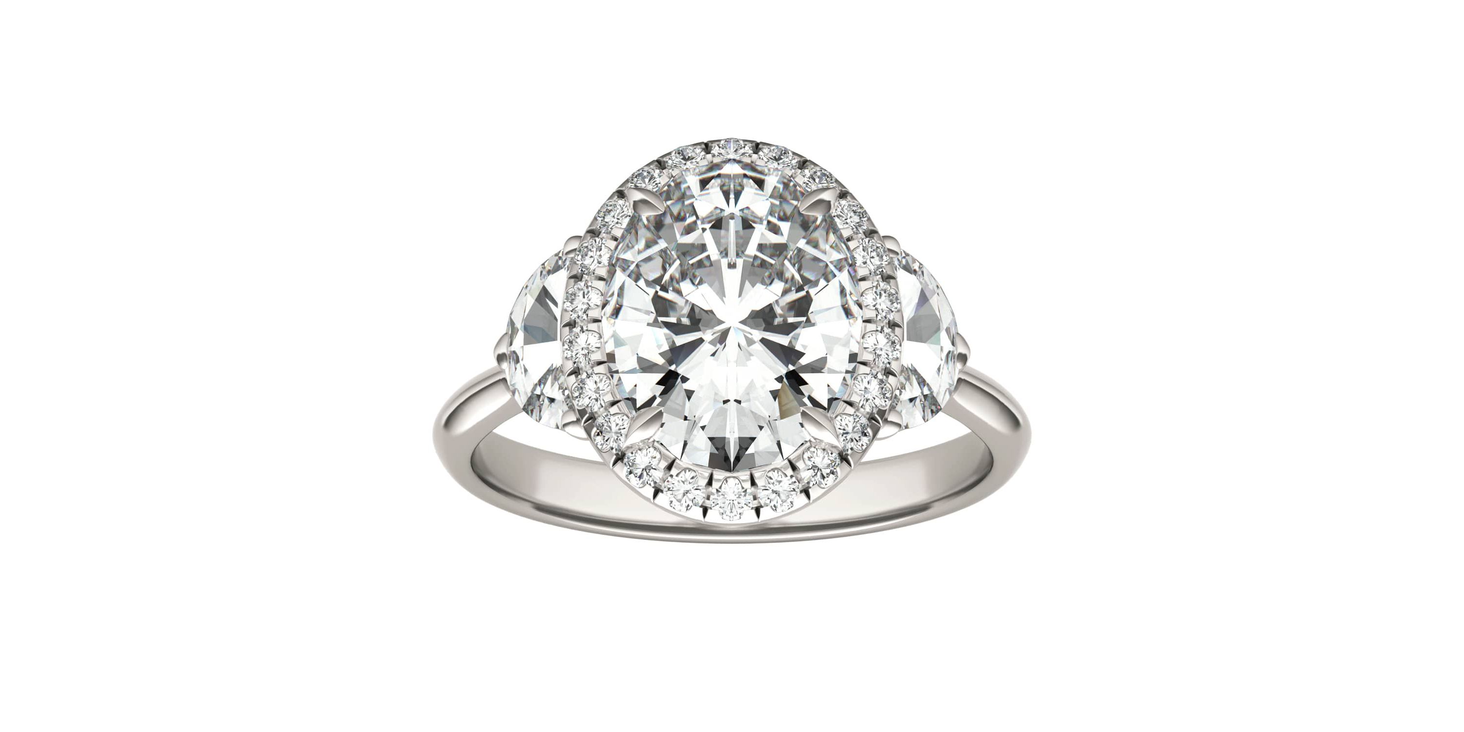 Charles & Colvard 3.93 ct. tw. Lab Created Moissanite Oval Three Stone Ring in 14K White Gold
