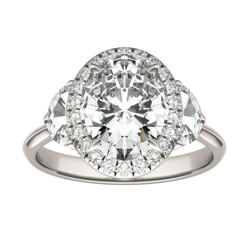 Charles & Colvard 3.93 ct. tw. Lab Created Moissanite Oval Three Stone Ring in 14K White Gold