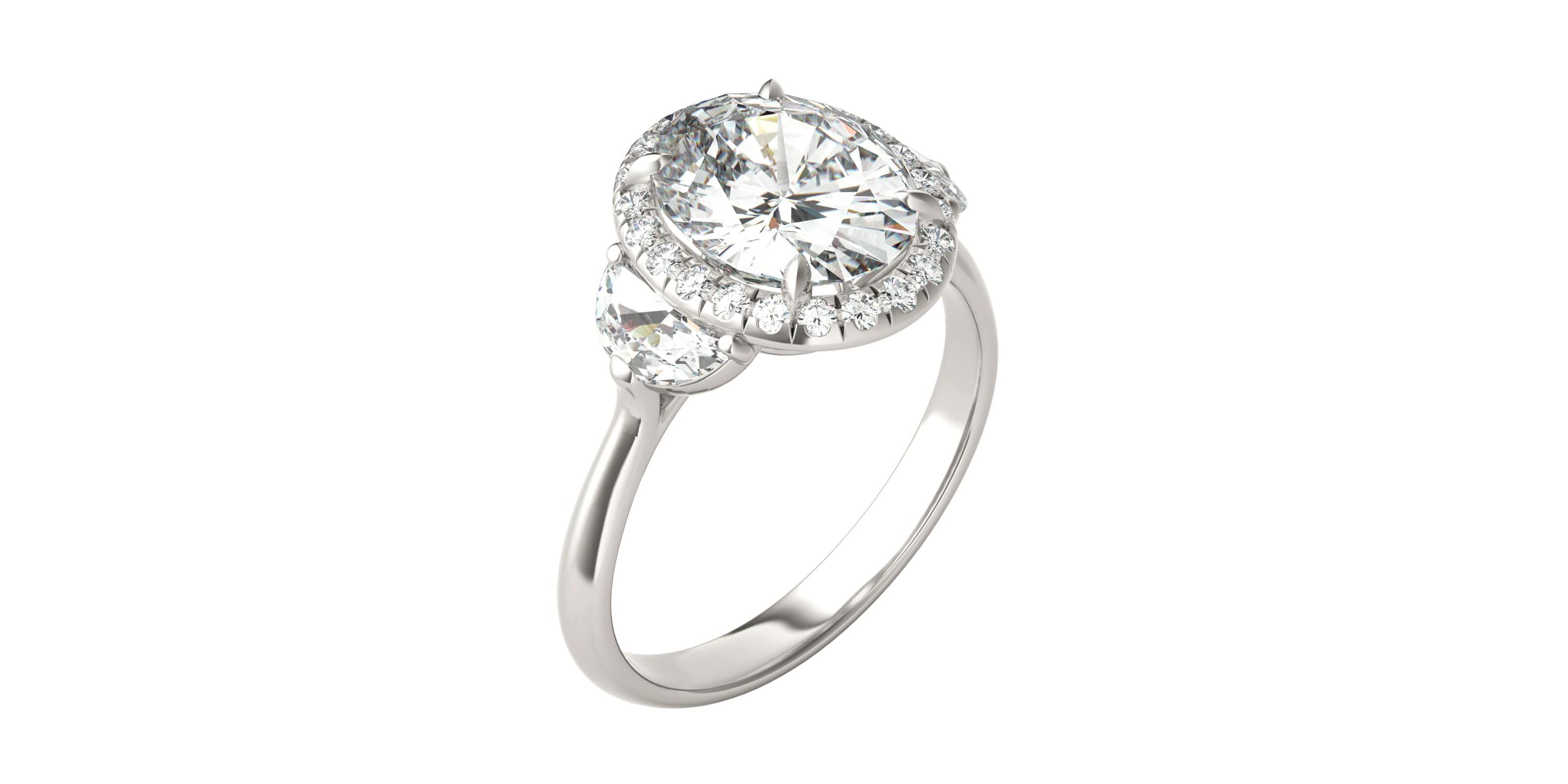 Charles & Colvard 3.93 ct. tw. Lab Created Moissanite Oval Three Stone Ring in 14K White Gold