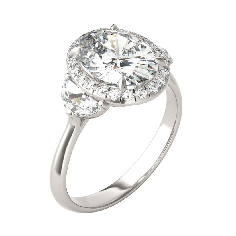 Charles & Colvard 3.93 ct. tw. Lab Created Moissanite Oval Three Stone Ring in 14K White Gold