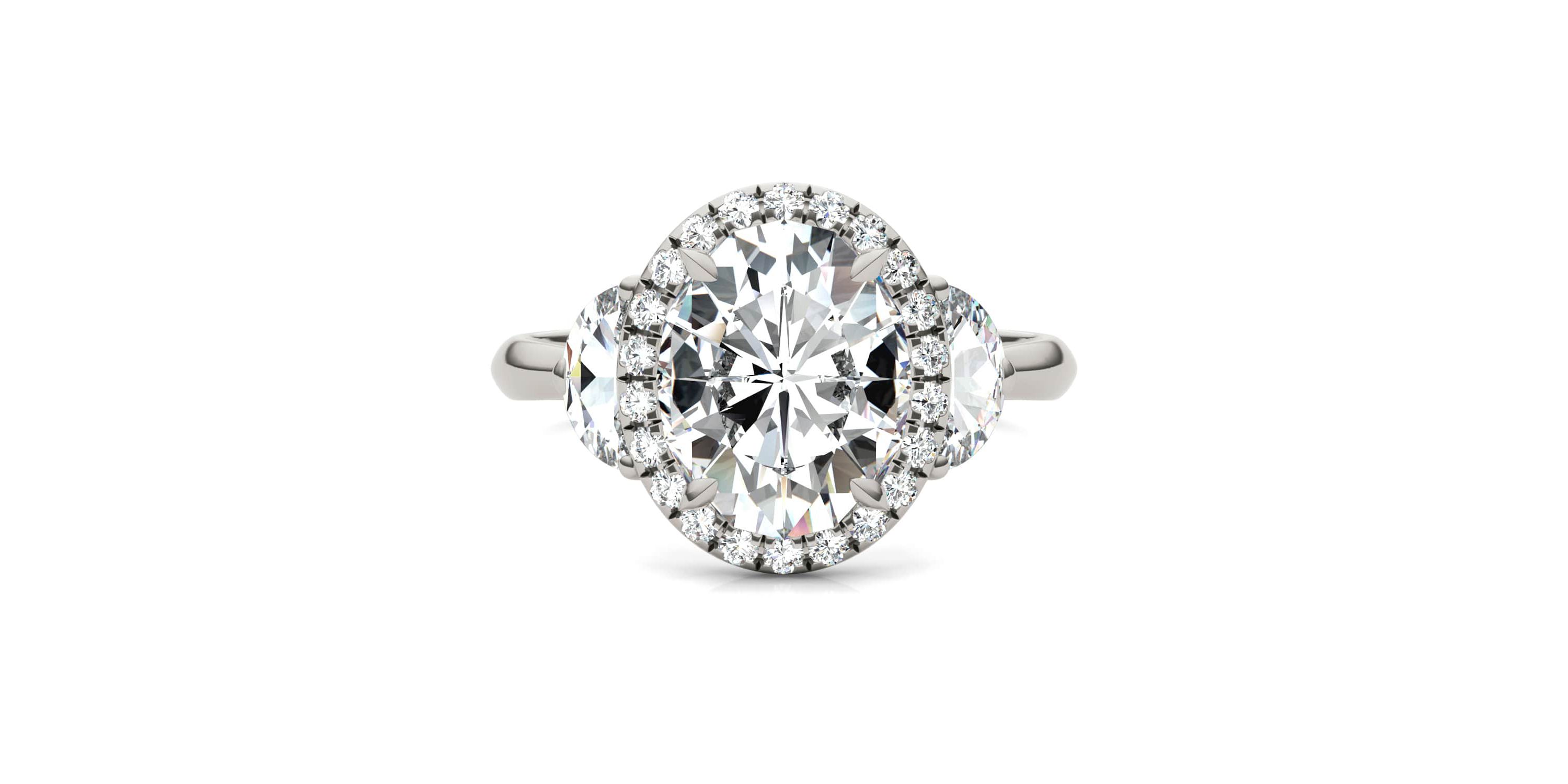 Charles & Colvard 3.93 ct. tw. Lab Created Moissanite Oval Three Stone Ring in 14K White Gold