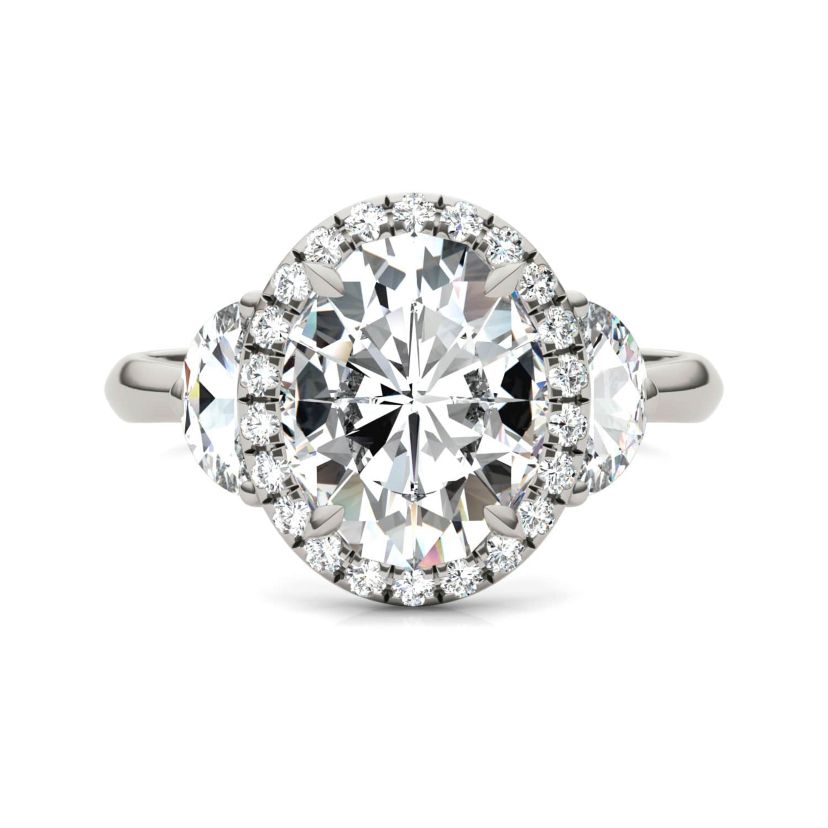Charles & Colvard 3.93 ct. tw. Lab Created Moissanite Oval Three Stone Ring in 14K White Gold