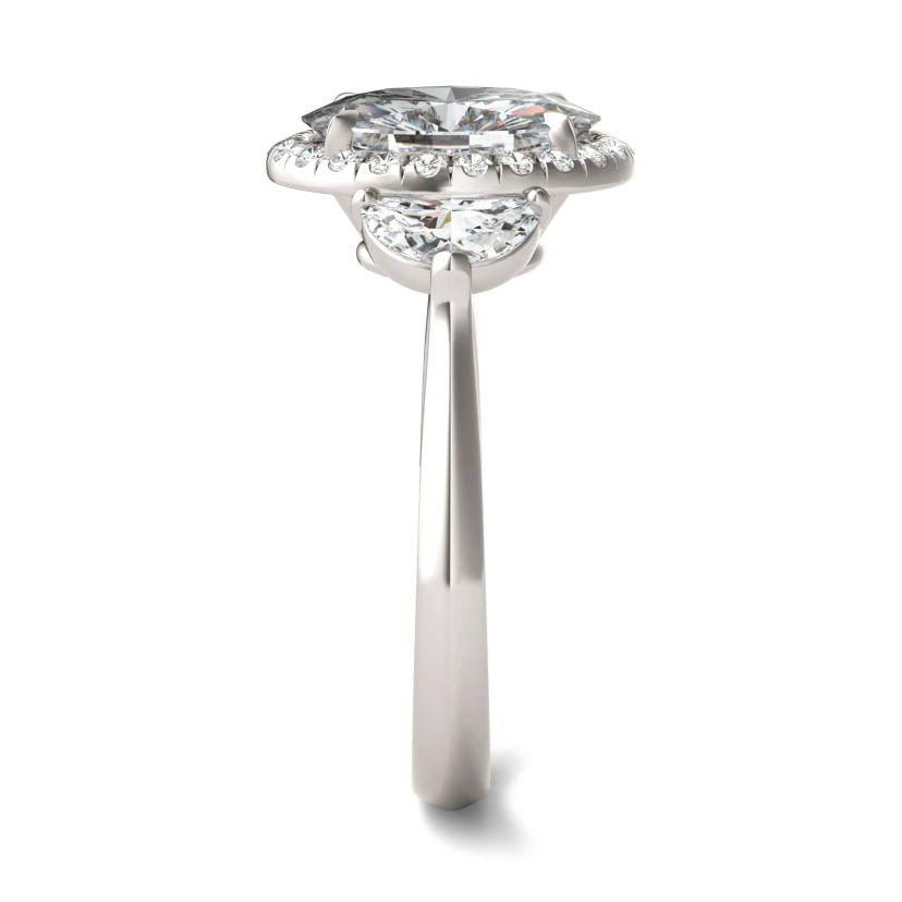 Charles & Colvard 3.93 ct. tw. Lab Created Moissanite Oval Three Stone Ring in 14K White Gold