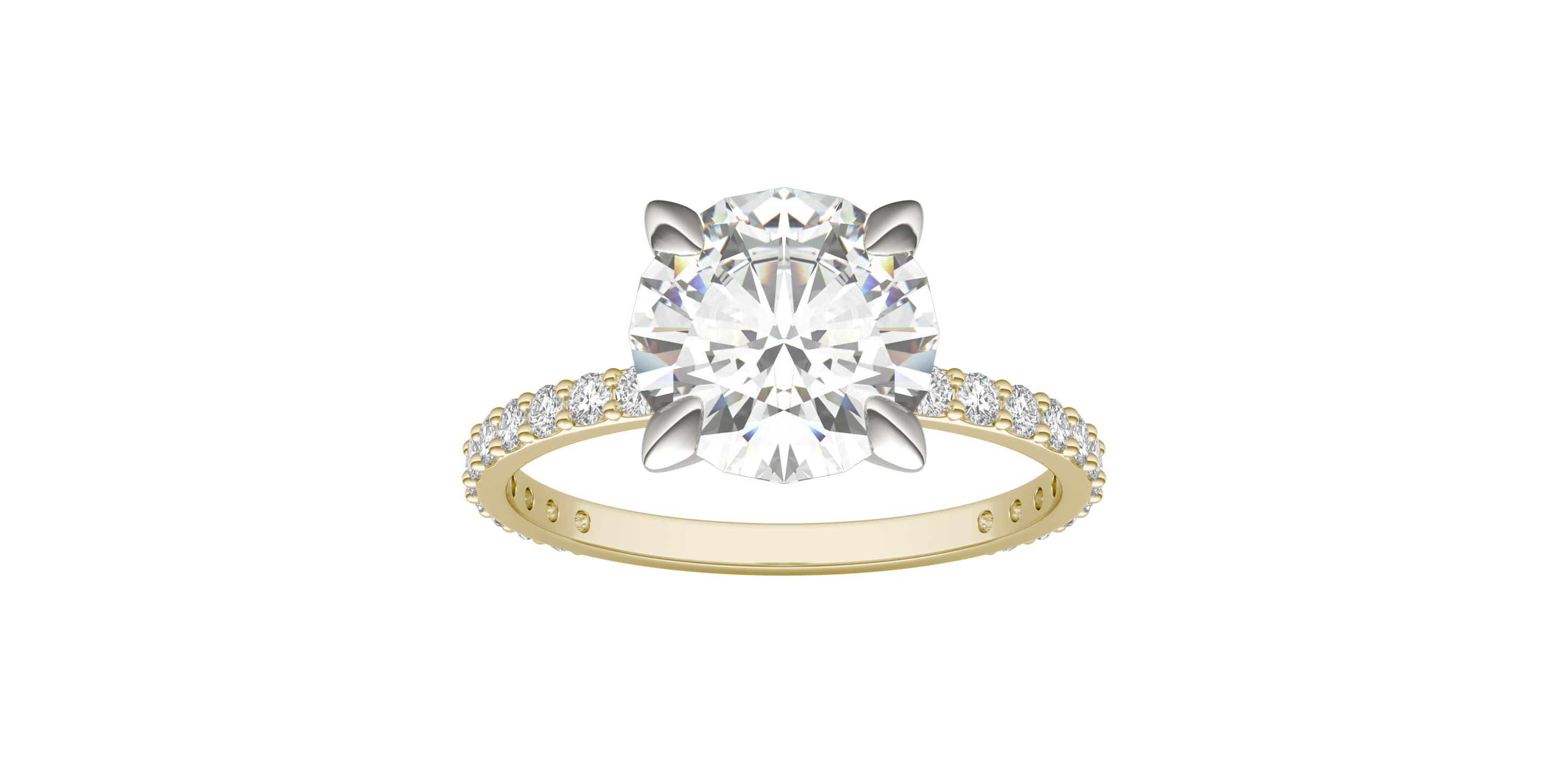 Charles & Colvard 2.62 ct. tw. Lab Created Moissanite Round Engagement Ring in 14K White and Yellow Gold