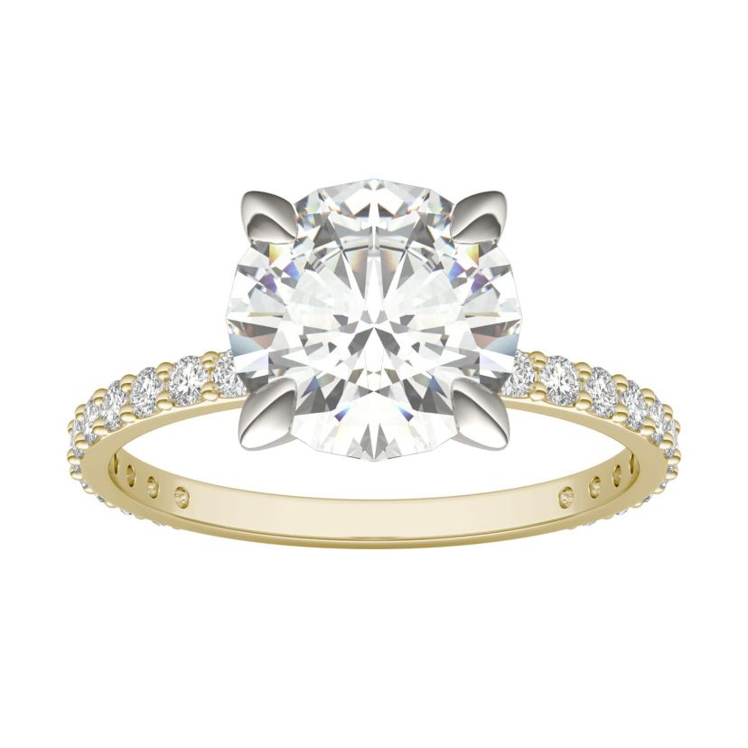 Charles & Colvard 2.62 ct. tw. Lab Created Moissanite Round Engagement Ring in 14K White and Yellow Gold