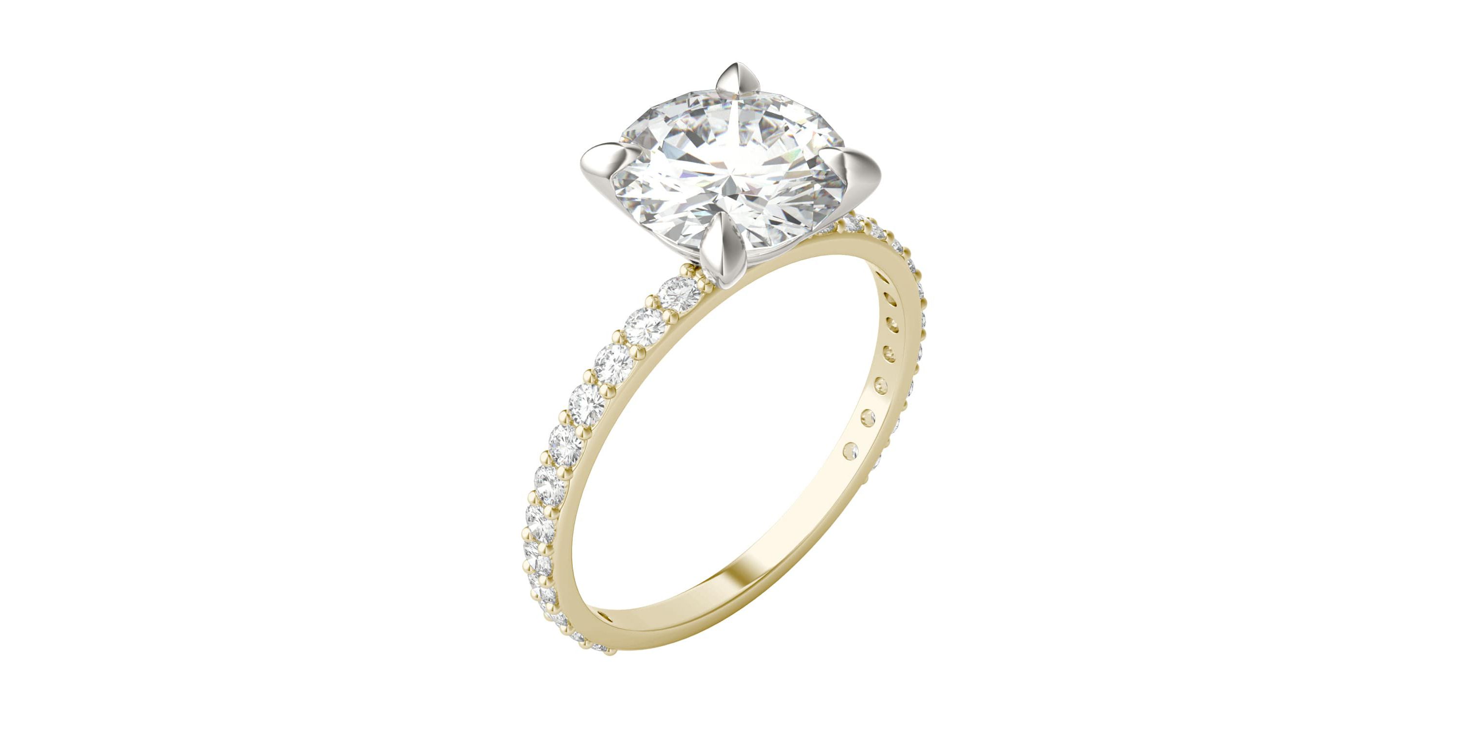 Charles & Colvard 2.62 ct. tw. Lab Created Moissanite Round Engagement Ring in 14K White and Yellow Gold