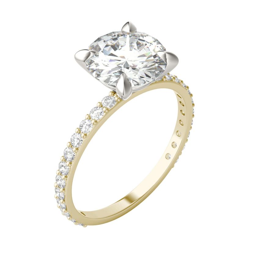Charles & Colvard 2.62 ct. tw. Lab Created Moissanite Round Engagement Ring in 14K White and Yellow Gold