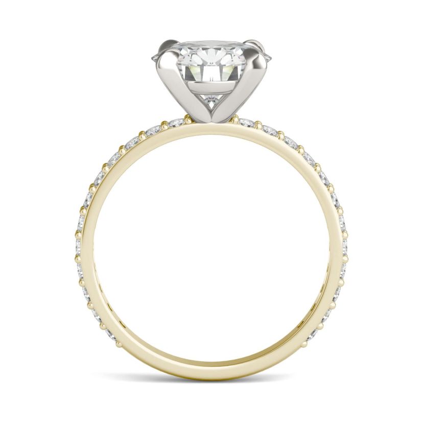 Charles & Colvard 2.62 ct. tw. Lab Created Moissanite Round Engagement Ring in 14K White and Yellow Gold