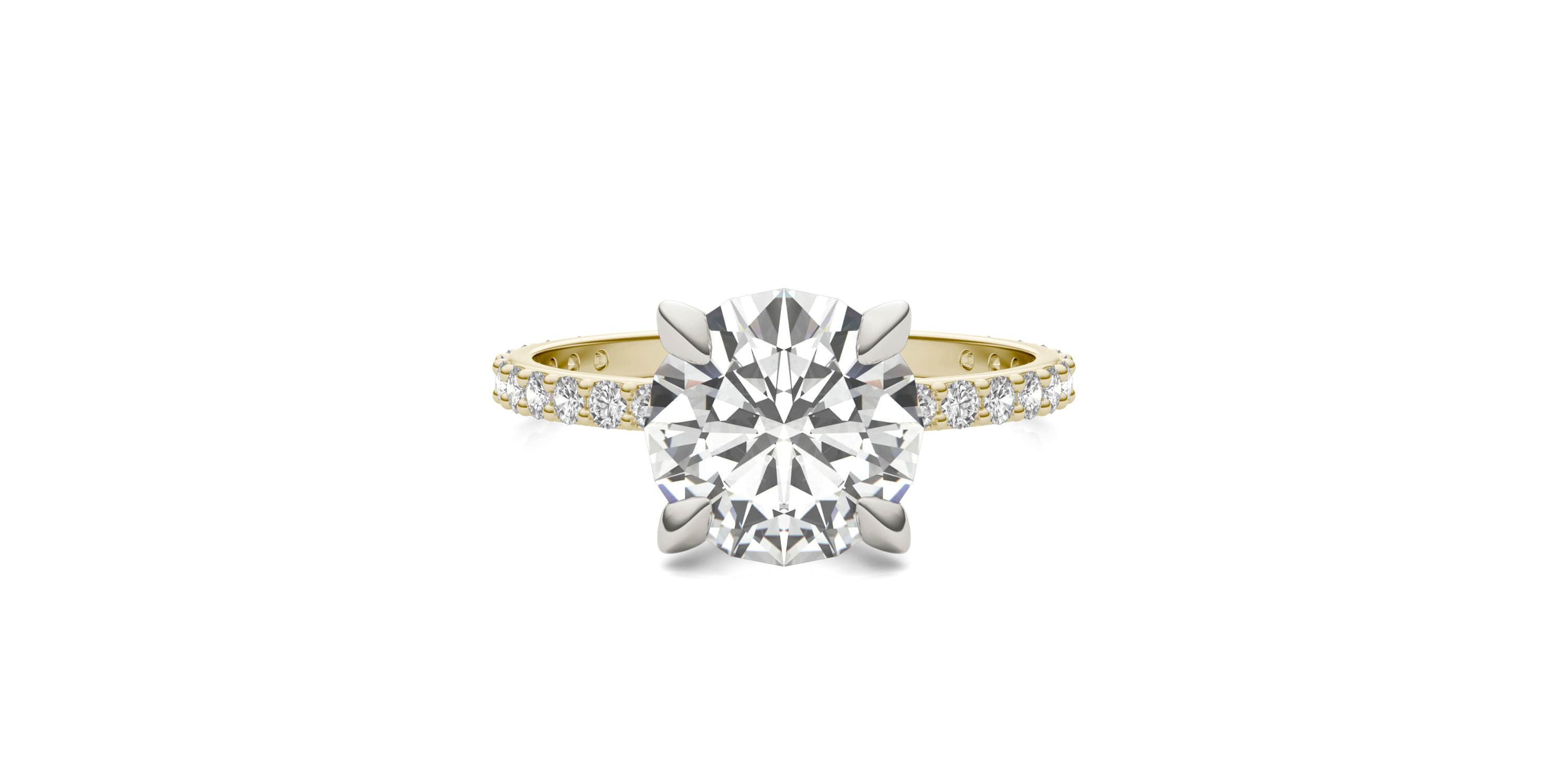 Charles & Colvard 2.62 ct. tw. Lab Created Moissanite Round Engagement Ring in 14K White and Yellow Gold