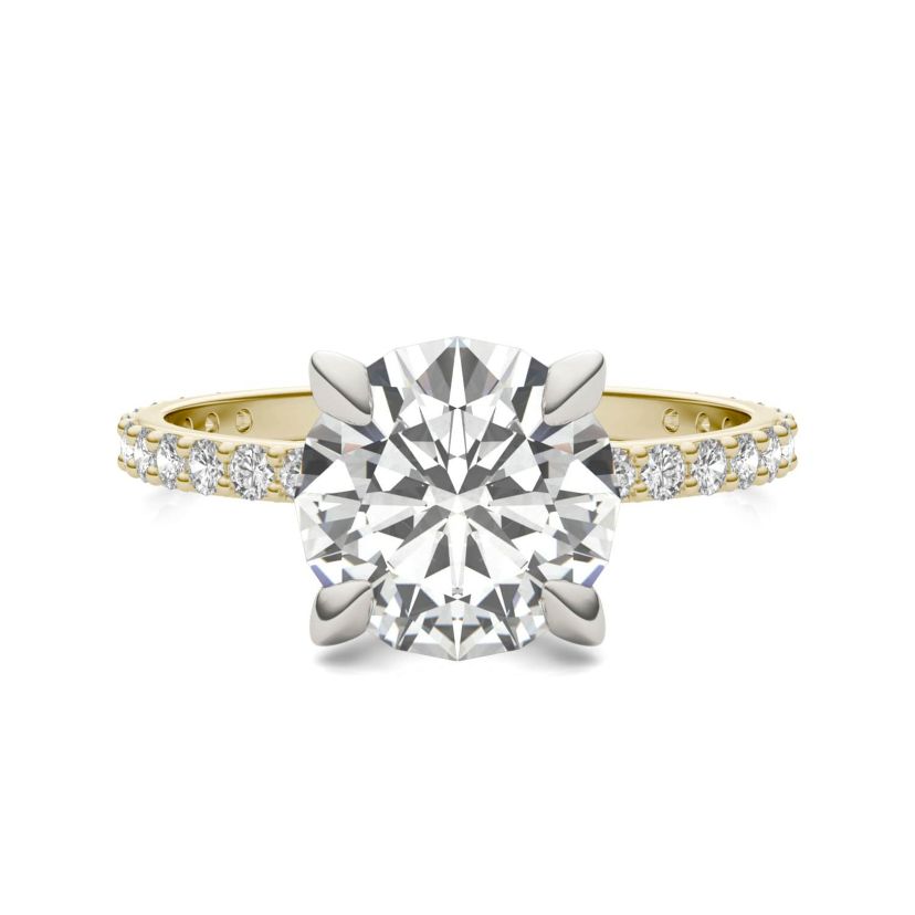 Charles & Colvard 2.62 ct. tw. Lab Created Moissanite Round Engagement Ring in 14K White and Yellow Gold