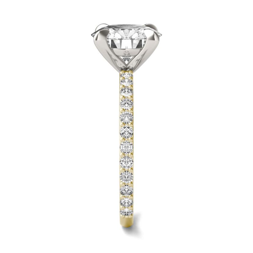 Charles & Colvard 2.62 ct. tw. Lab Created Moissanite Round Engagement Ring in 14K White and Yellow Gold