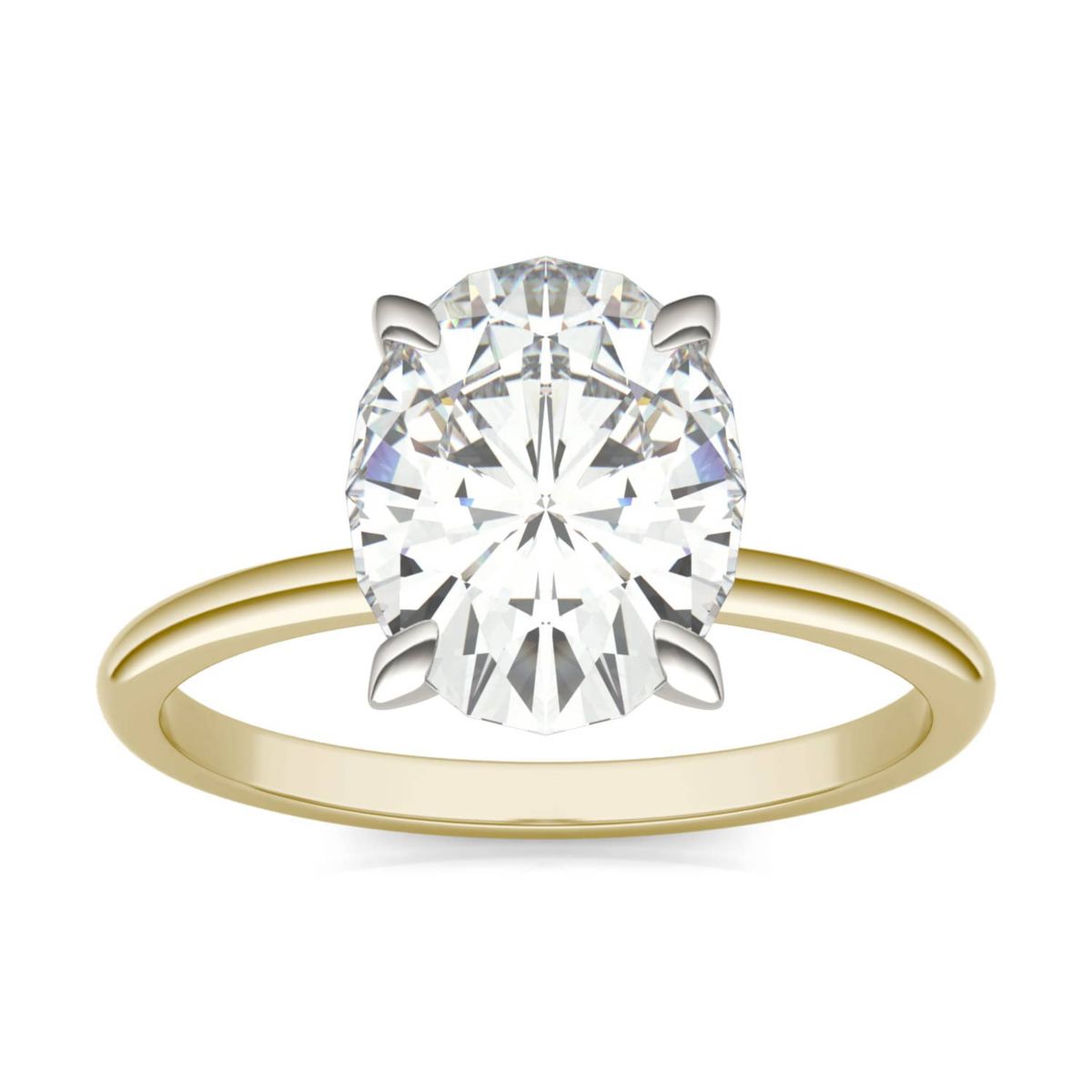 Charles & Colvard 3.0 ct. tw. Lab Created Moissanite Oval Solitaire Ring in 14K White and Yellow Gold