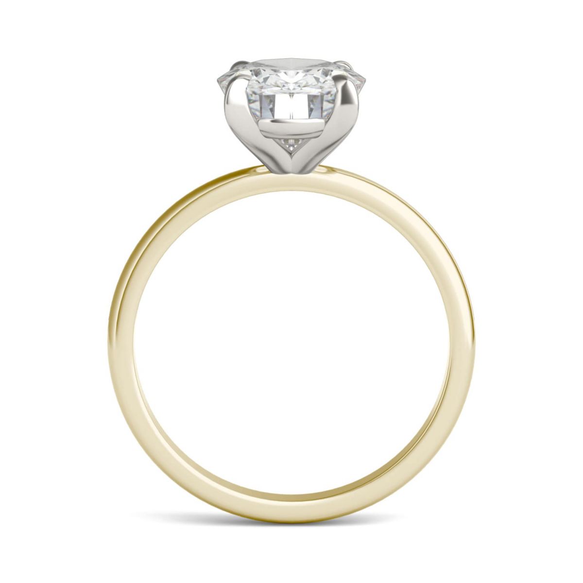 Charles & Colvard 3.0 ct. tw. Lab Created Moissanite Oval Solitaire Ring in 14K White and Yellow Gold