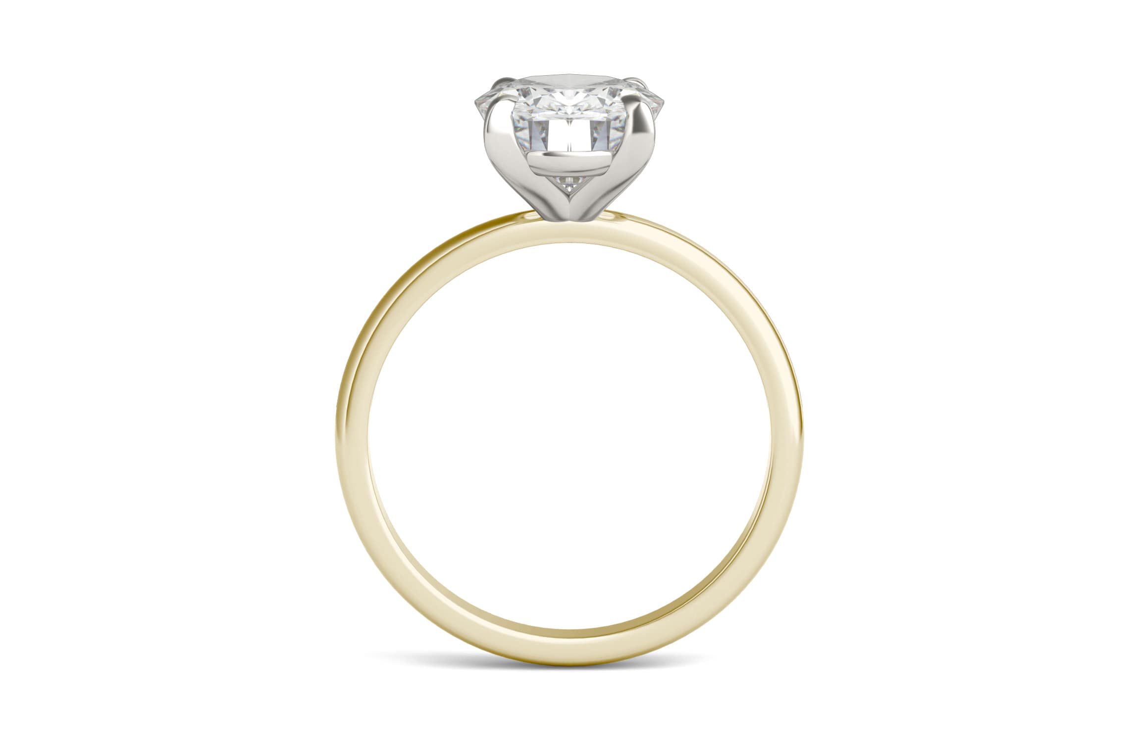 Charles & Colvard 3.0 ct. tw. Lab Created Moissanite Oval Solitaire Ring in 14K White and Yellow Gold