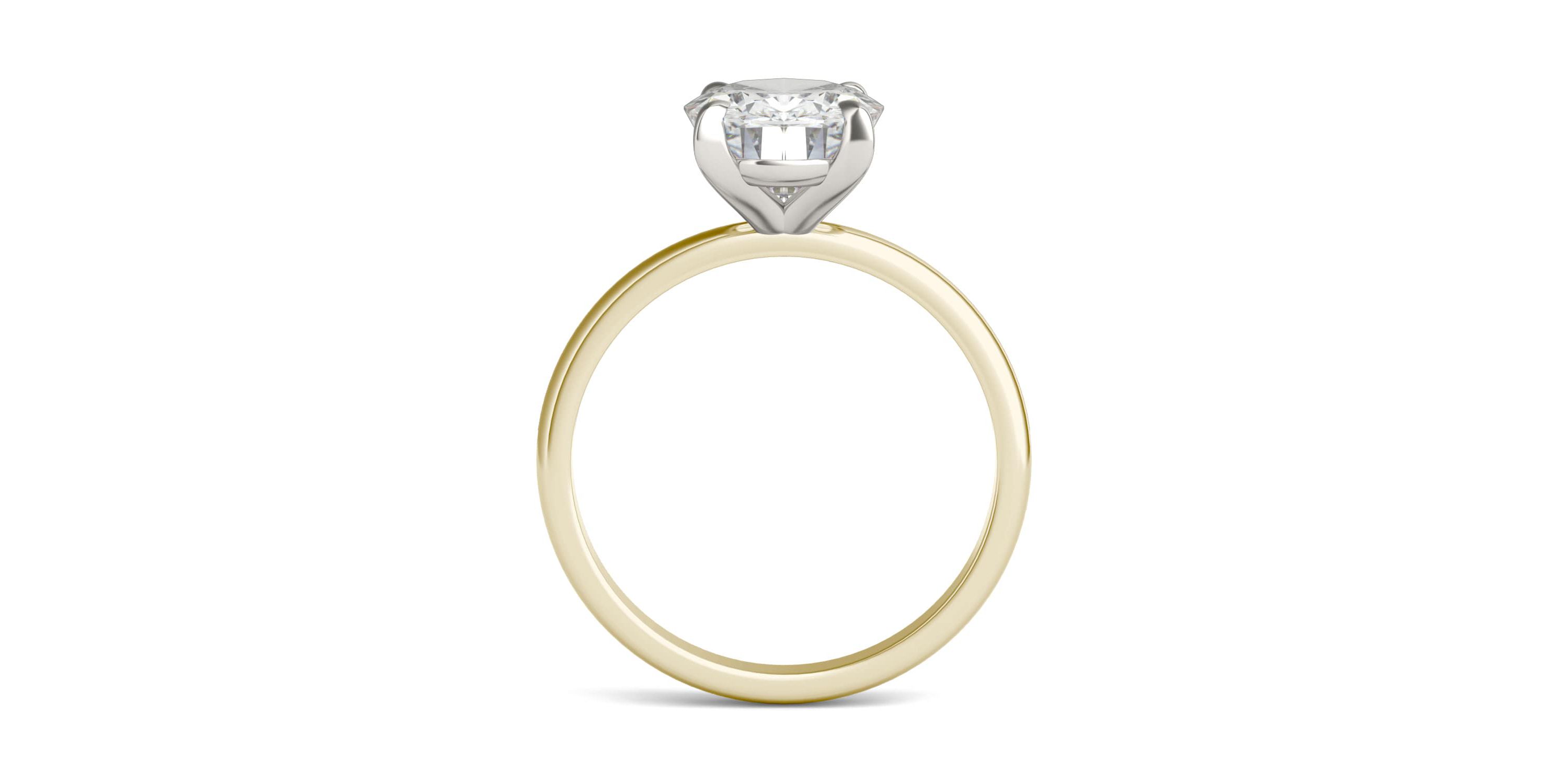Charles & Colvard 3.0 ct. tw. Lab Created Moissanite Oval Solitaire Ring in 14K White and Yellow Gold