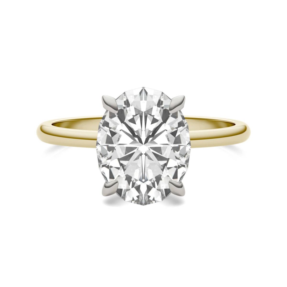 Charles & Colvard 3.0 ct. tw. Lab Created Moissanite Oval Solitaire Ring in 14K White and Yellow Gold