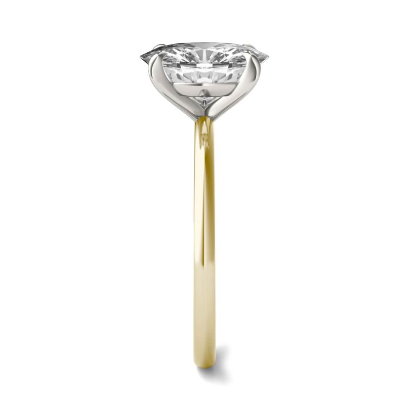 Charles & Colvard 3.0 ct. tw. Lab Created Moissanite Oval Solitaire Ring in 14K White and Yellow Gold