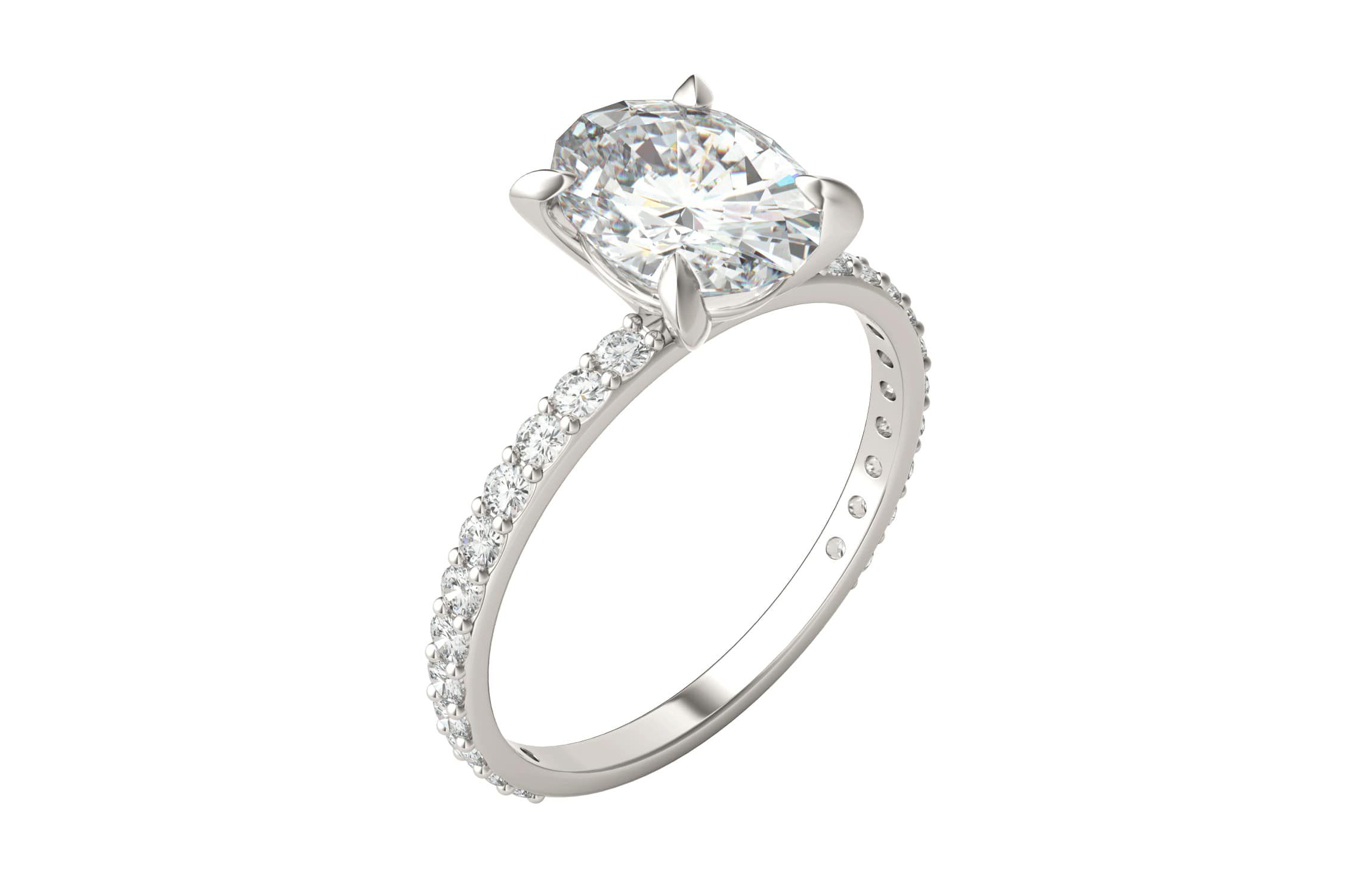 Charles & Colvard 2.52 ct. tw. Lab Created Moissanite Oval Engagement Ring in 14K White Gold