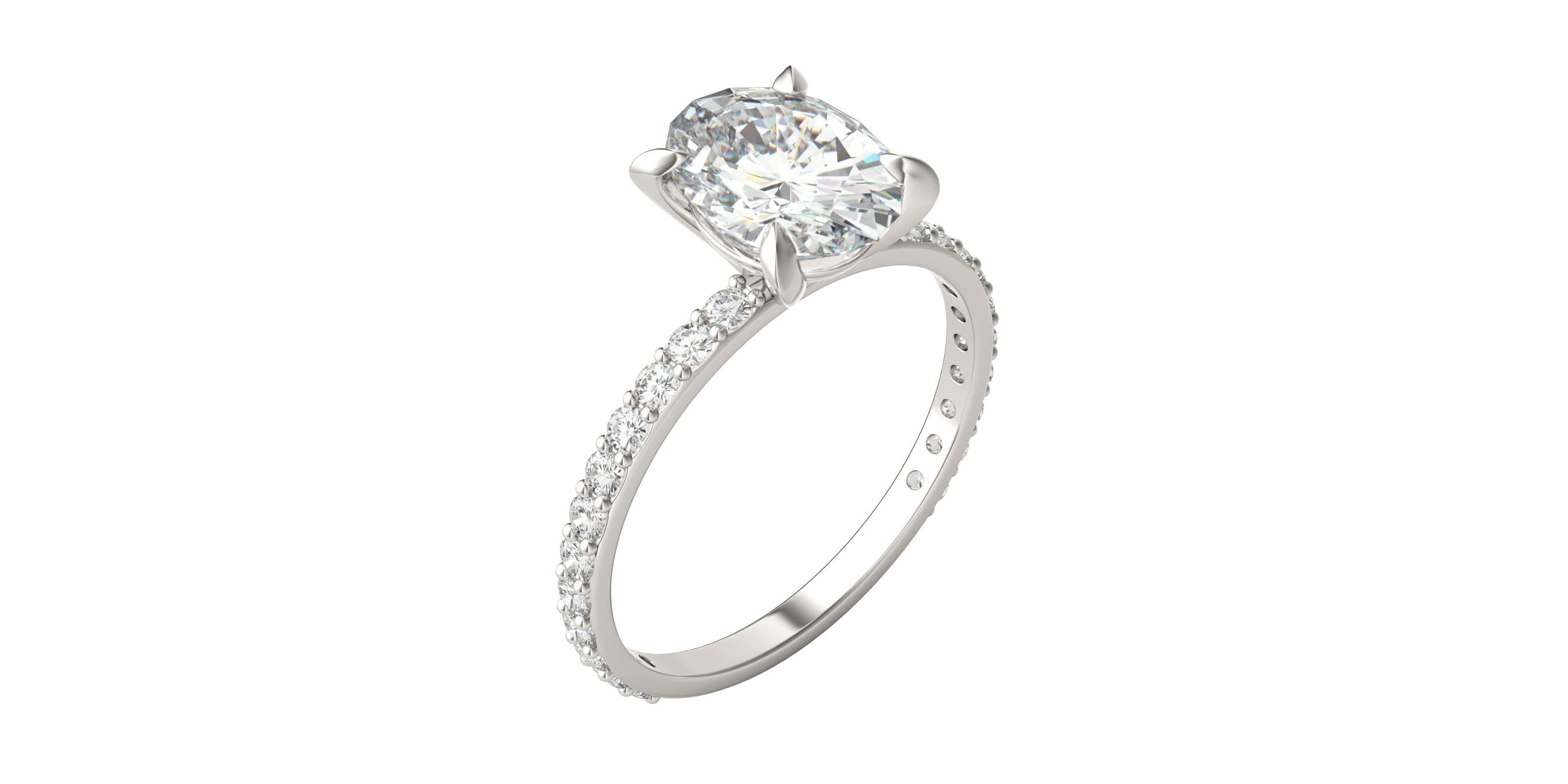 Charles & Colvard 2.52 ct. tw. Lab Created Moissanite Oval Engagement Ring in 14K White Gold