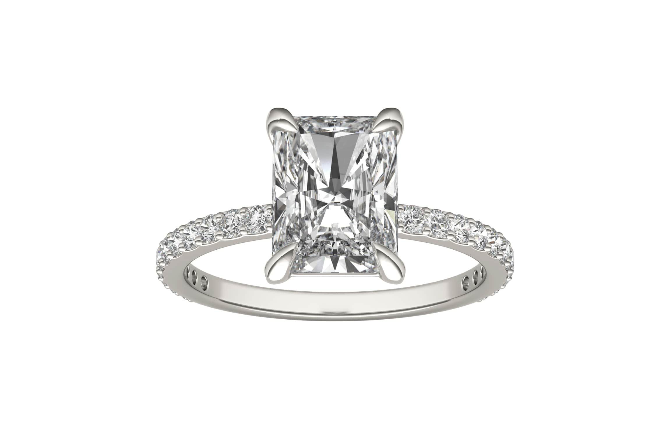 Charles & Colvard 3.12 ct. tw. Lab Created Moissanite Radiant Engagement Ring in 14K White Gold