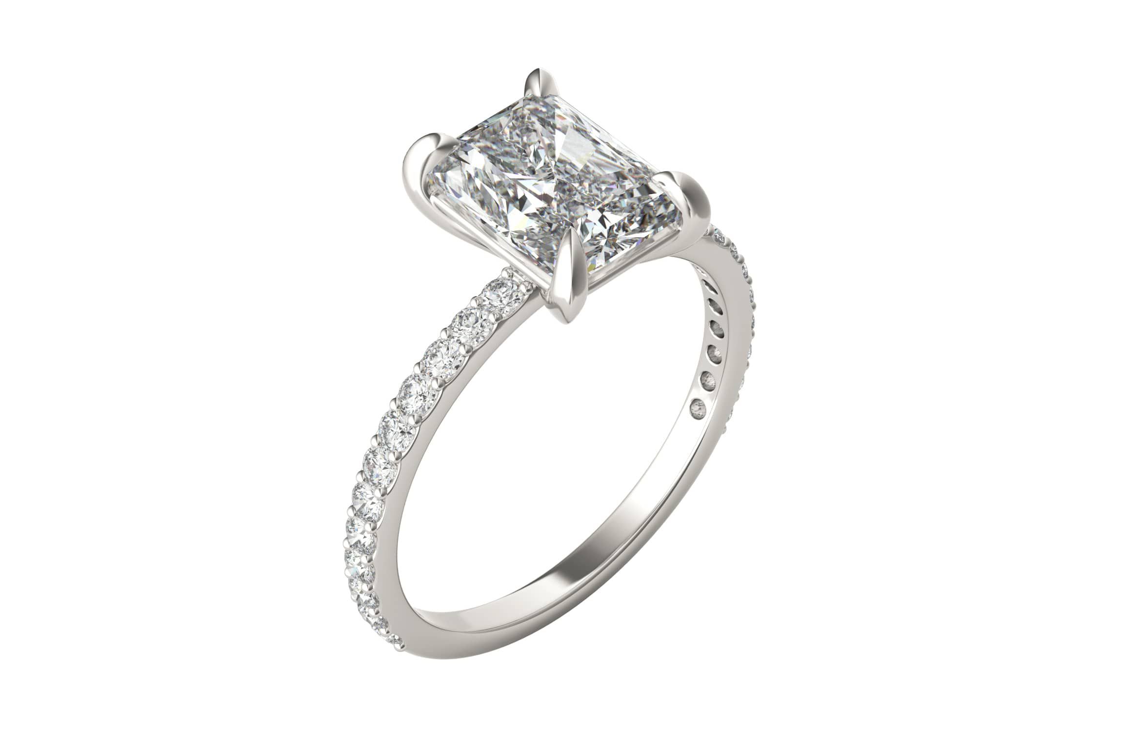 Charles & Colvard 3.12 ct. tw. Lab Created Moissanite Radiant Engagement Ring in 14K White Gold