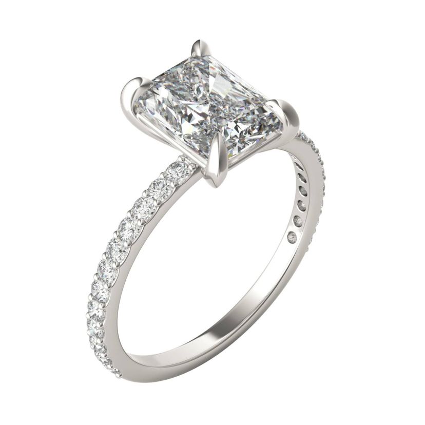 Charles & Colvard 3.12 ct. tw. Lab Created Moissanite Radiant Engagement Ring in 14K White Gold